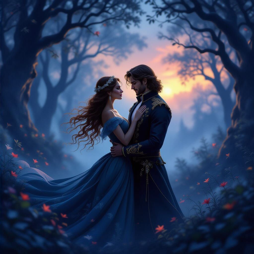 Dark Romantic Fantasy: Mystical Forest Couple