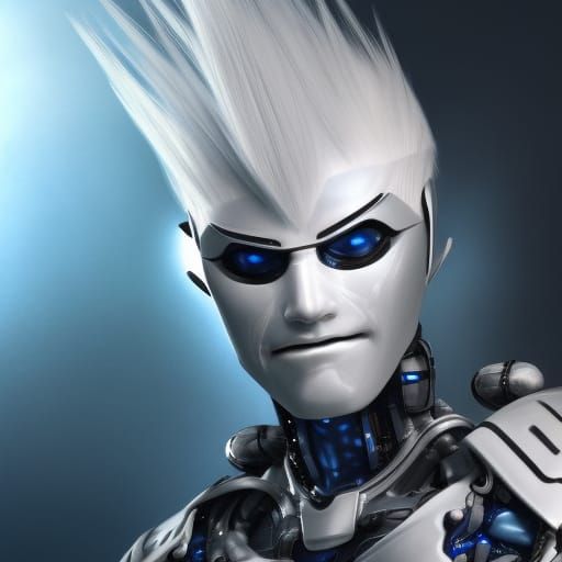 Titanium Ninja Robot with Blue Eyes