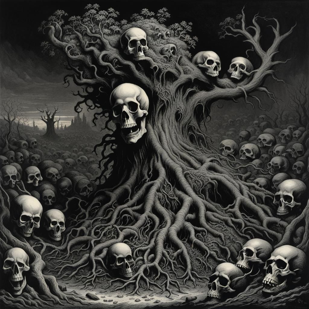 Terrifying Tree of Death with Skulls