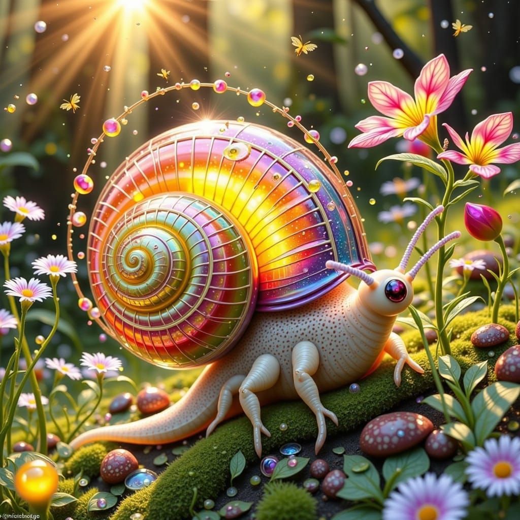 Whimsical Snail Critter in Enchanted Forest