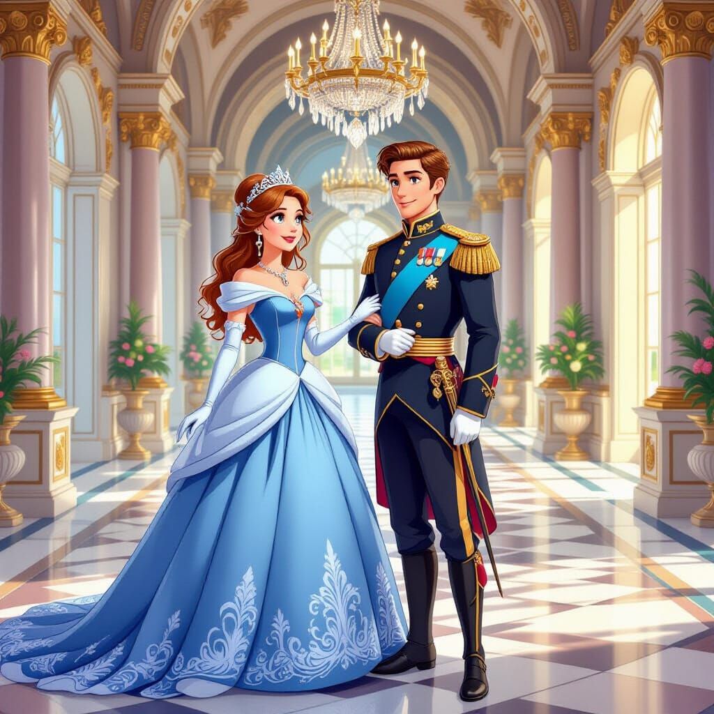 Princess and Prince in Royal Palace