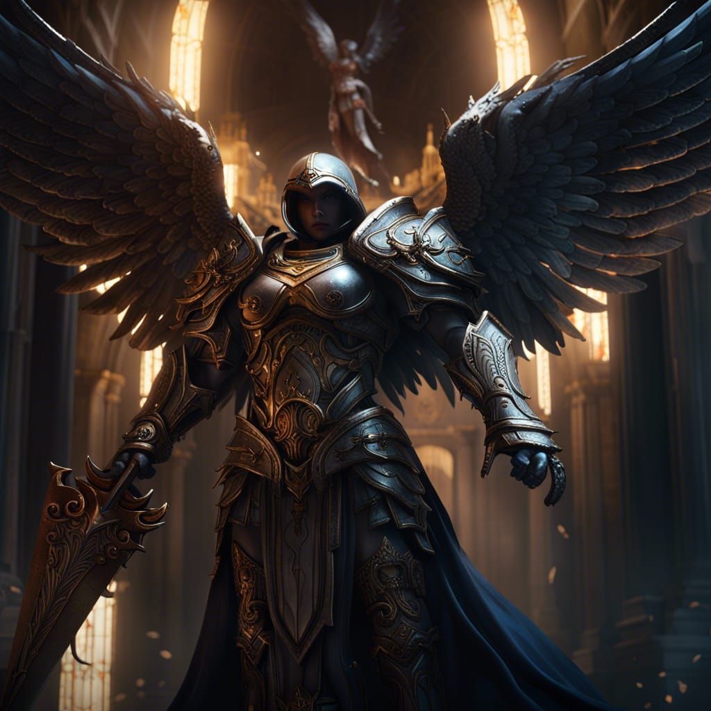 Archangel of Divine Might in Art Nouveau Style