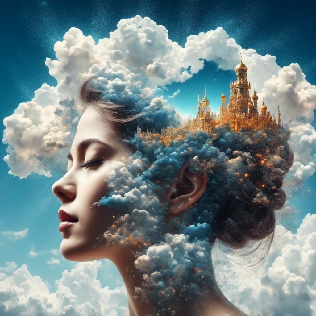 Cloud Woman with Rainbow Glitter Effect