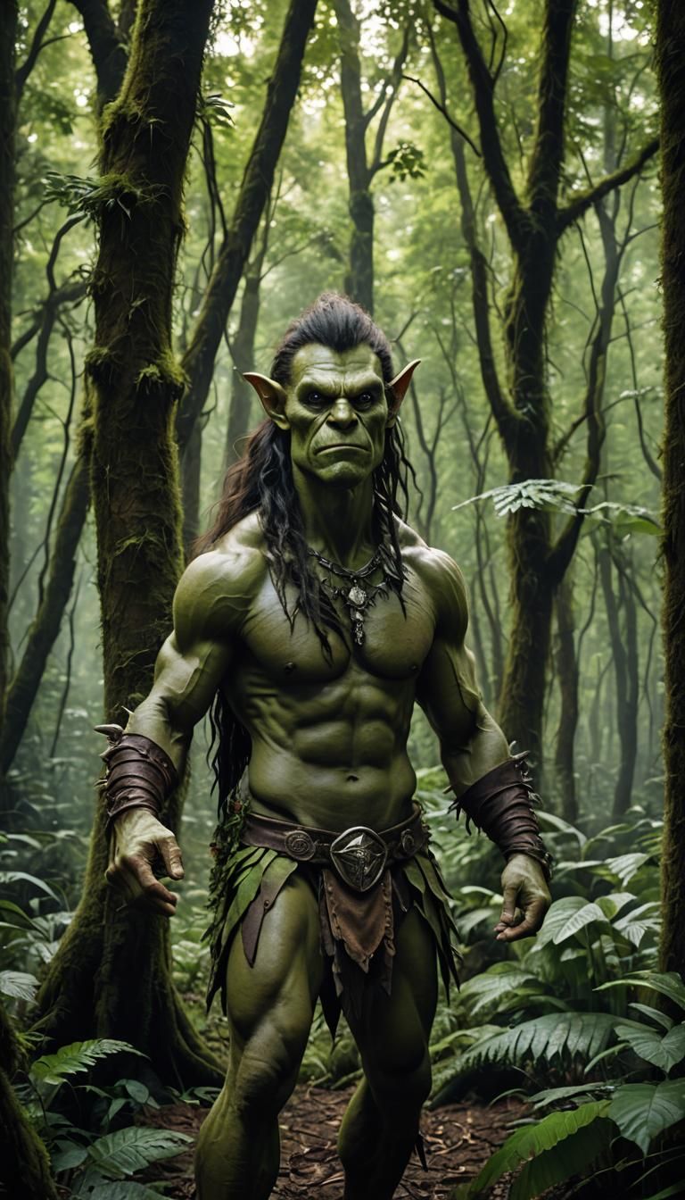 Goblin Man Portrait in Lush Forest