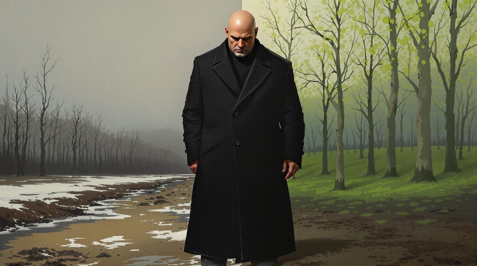 Middle-Aged Man Contemplates Seasons of Life