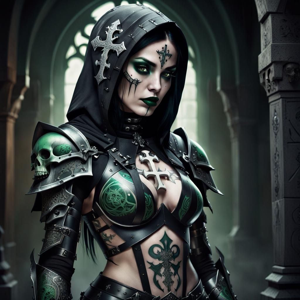 Dark Fantasy Female Paladin in Black Armor