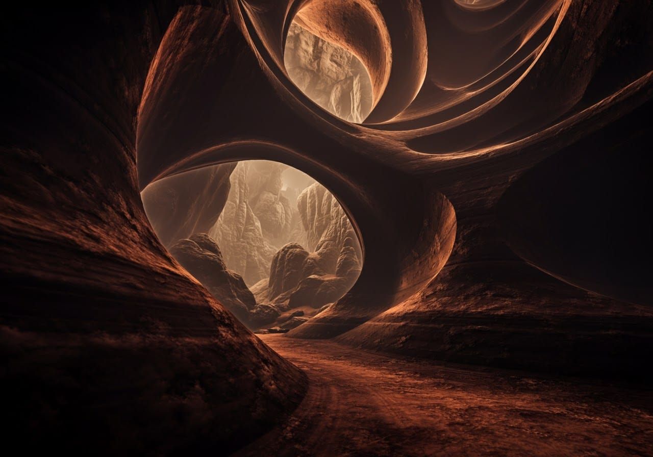 Dramatic Cave Interior: Cinematic Stone Landscape