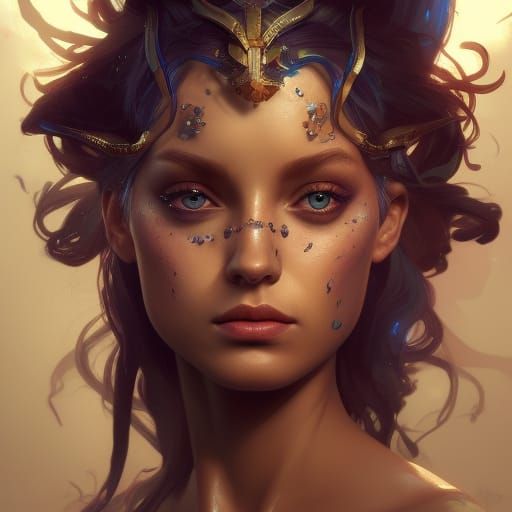 Zoe Nightshade: Hyperdetailed Portrait in Art Nouveau Style