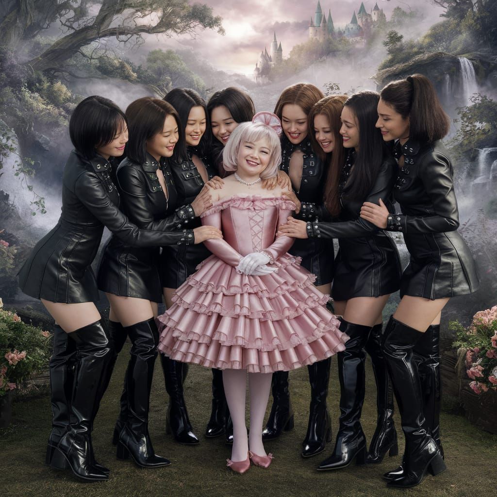 Anime Waifus in Leather Enjoying a Misty Landscape