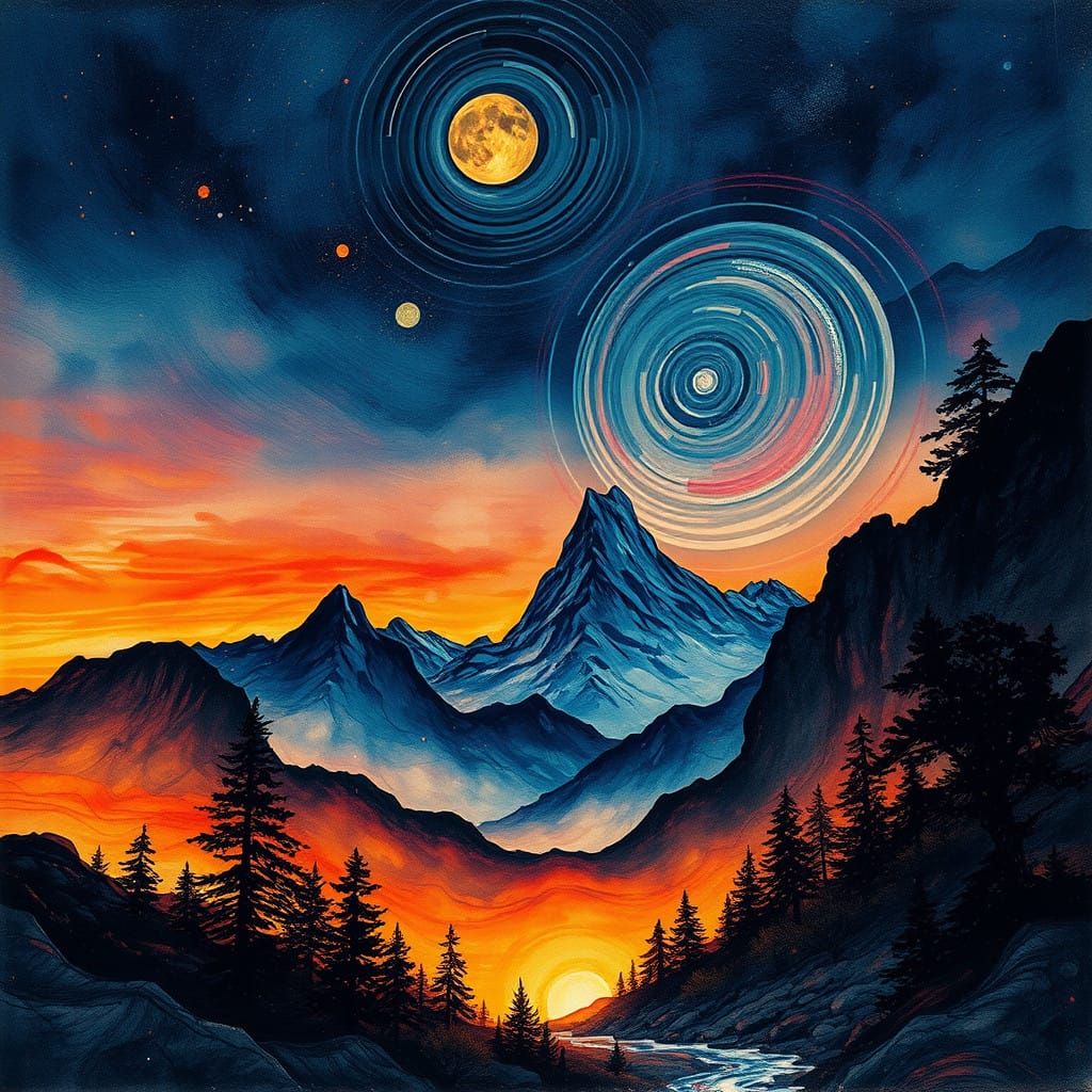 Stylized Fantasy World with Swirling Details