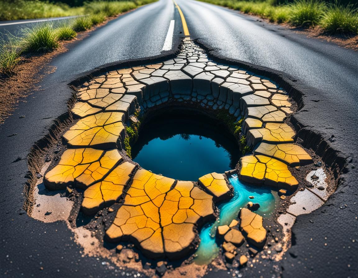 Hyperdetailed Fairy Kingdom Inside Pothole Macro Shot