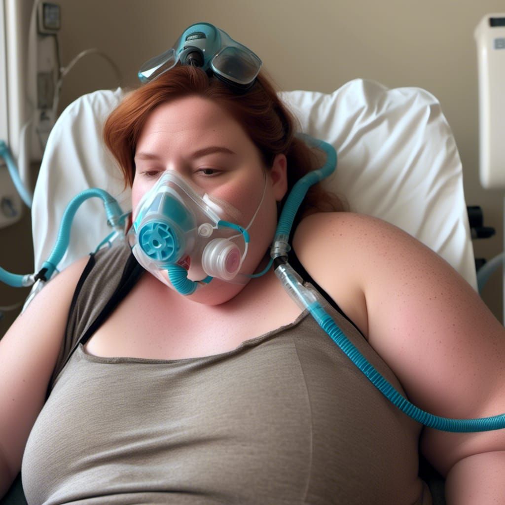 Hyperrealistic Girl on Life Support Respirator