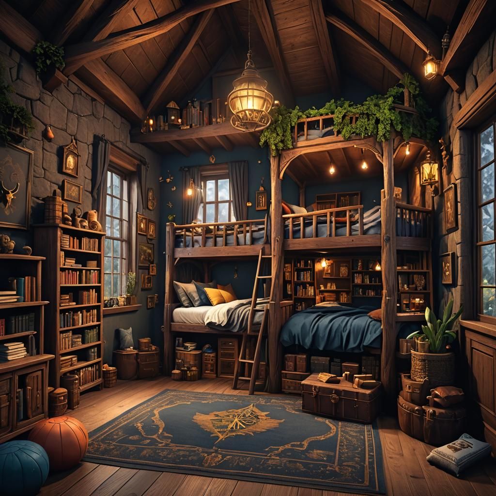 Harry Potter Theme Bedroom with Pine Loft Bed