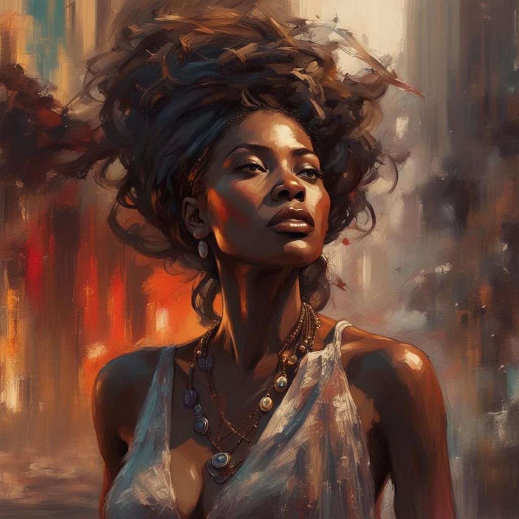 Glamorous African American Woman in Dada Style