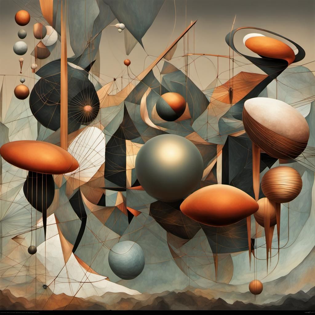 Abstract Copper and Black Angular Metallic Art