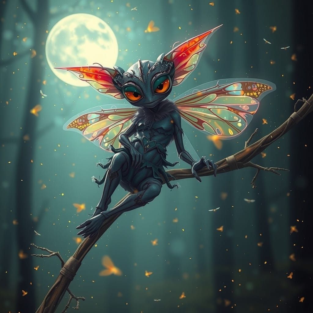 Ethereal Firefly Goddess in Whirling Vortex of Light