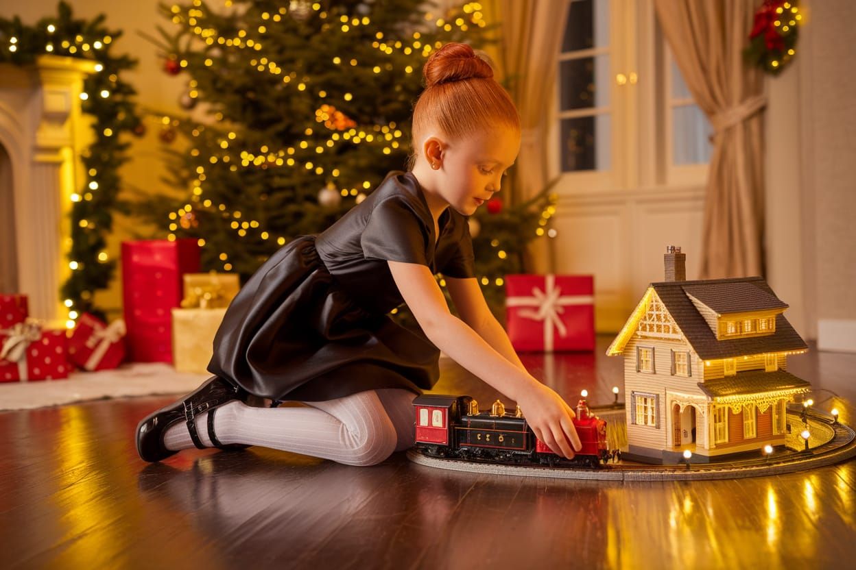 Joyful Young Girl's Christmas Wonderland