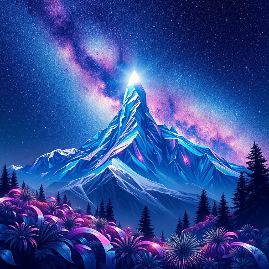 Crystal Mountain Under Milky Way's Swirling Arms