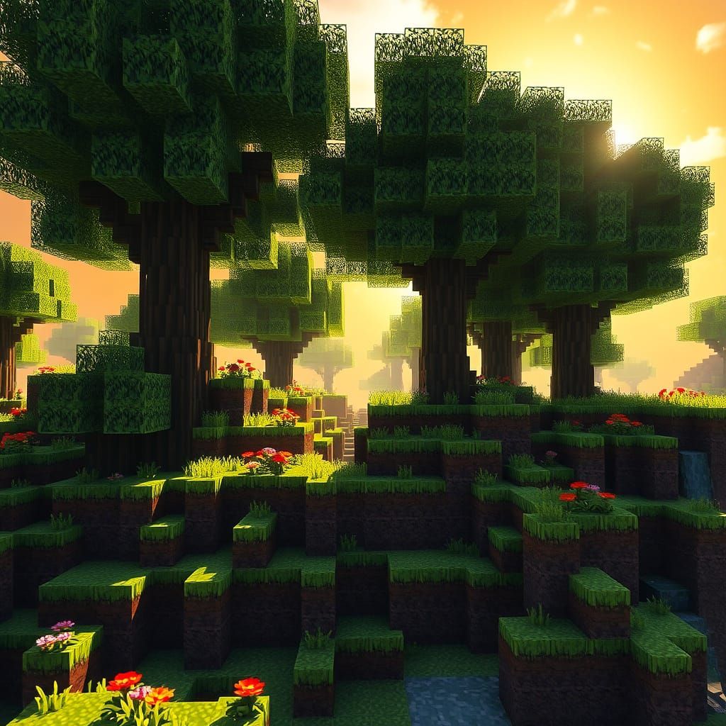 Realistic Minecraft Scene with Intricate Terrain