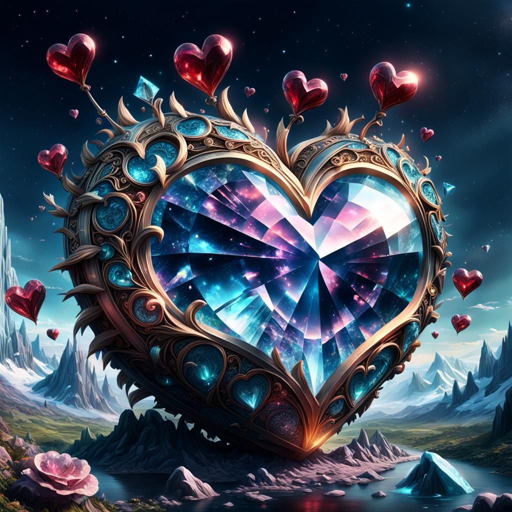 Dramatic Crystal Heart Digital Matte Painting