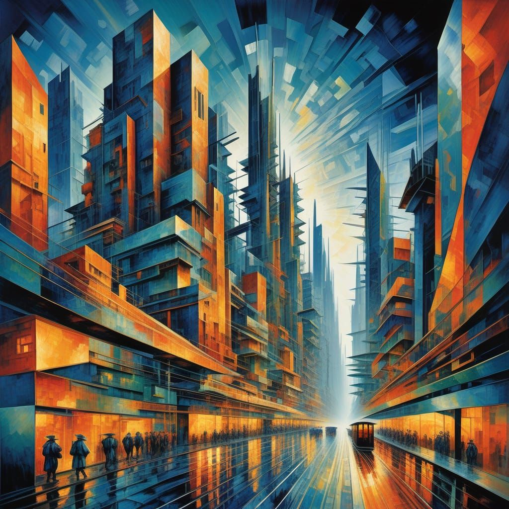Futurist Metropolis Cityscape with Dynamic Energy