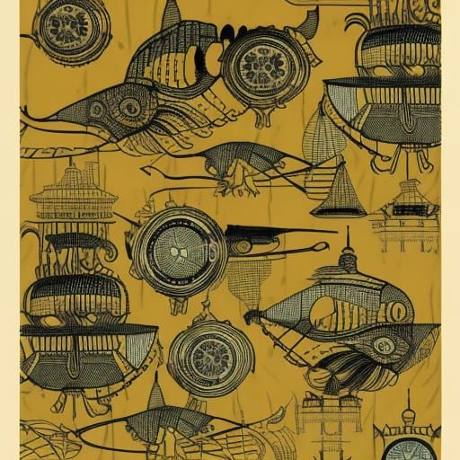 Captain Nemo Repeating Patterns in Vintage Poster Style