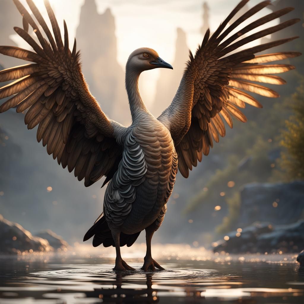 Fantastical Mohawk Goose with Four Wings