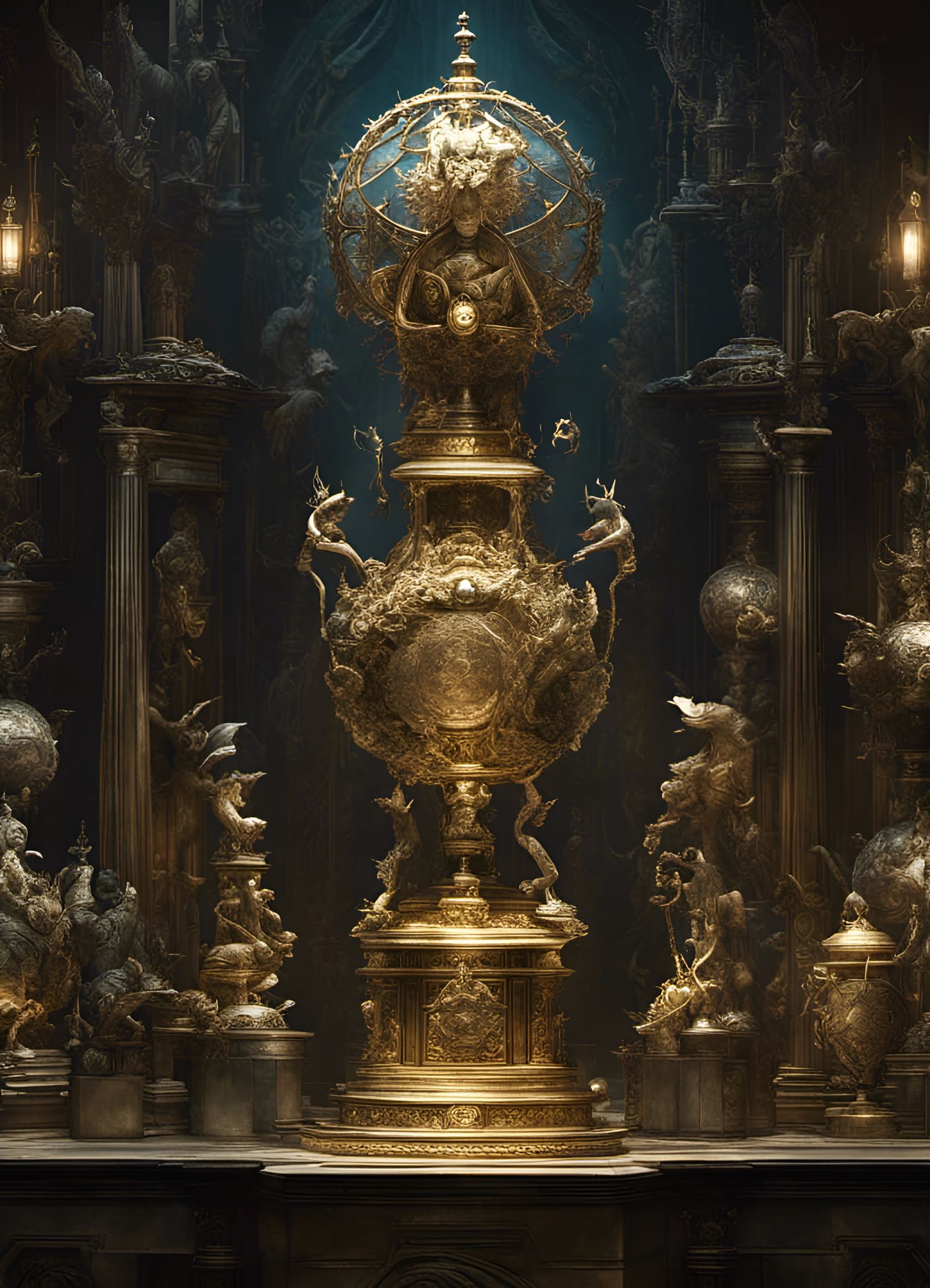 Shimmering Multihued Trophy in Fantasycore Style