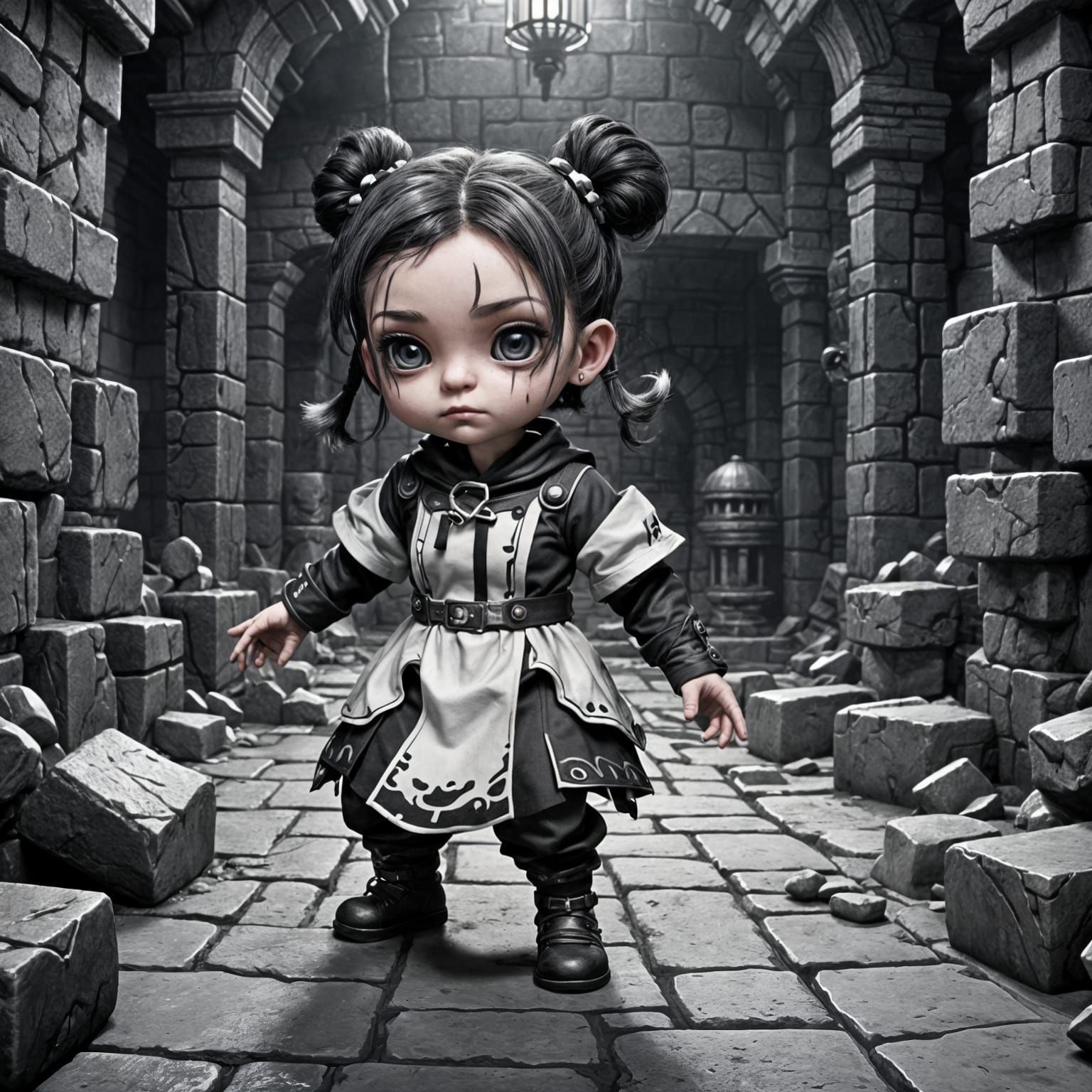 Chibi Frankenstein Baby in Dungeon Nursery