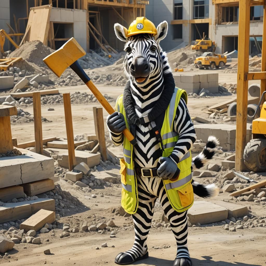 Zebra Construction Worker Concept Art in 8K