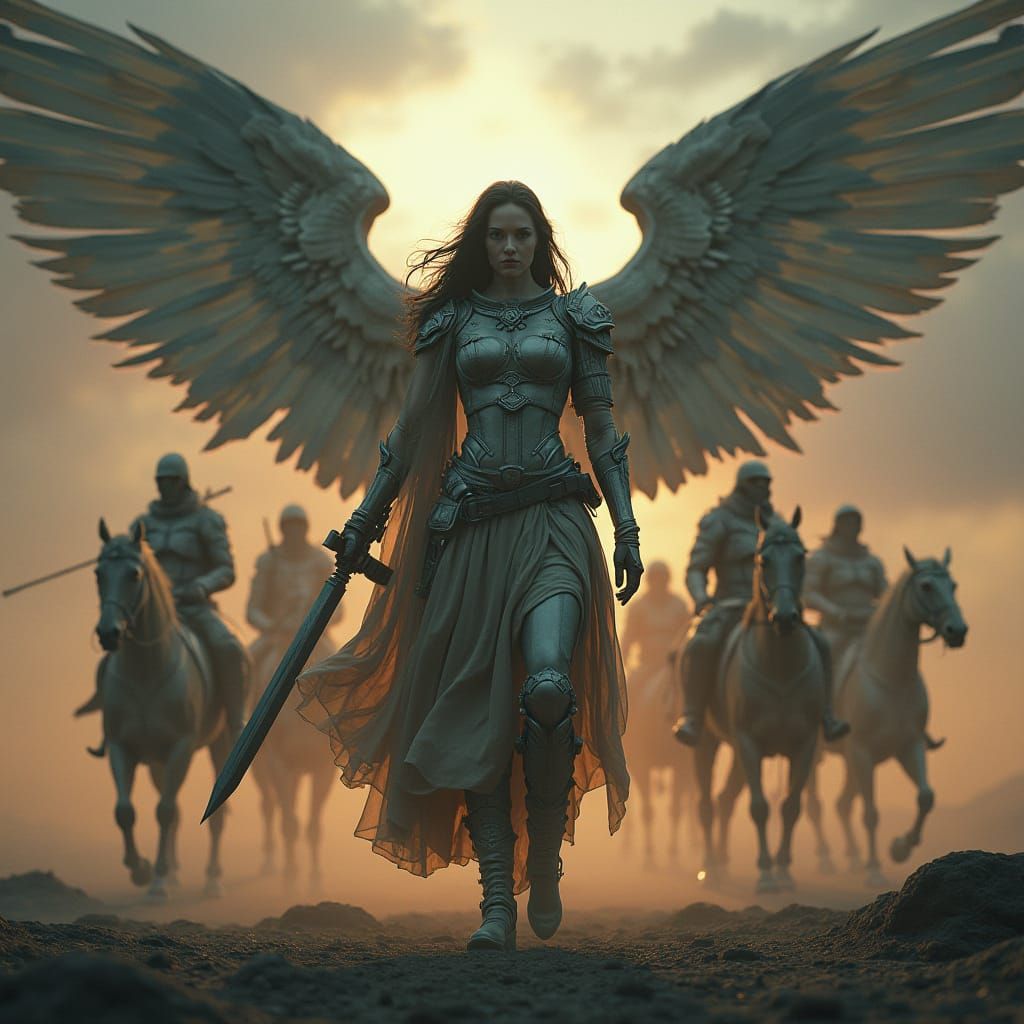 Archangel Angela Leads the Apocalypse Riders: Digital Matte ...