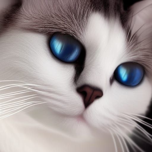 Beautiful White Cat with Turquoise Eyes