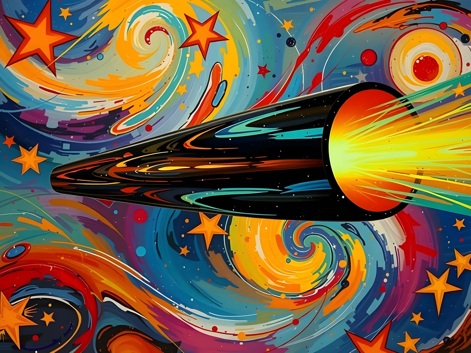 Iridescent Cylinder in a Cosmic Impasto Dreamscape