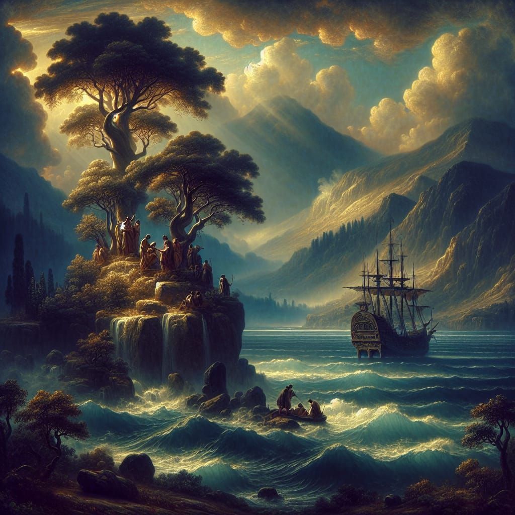 Odyssey: The Suitors Plot, Romantic Realism Oil Painting