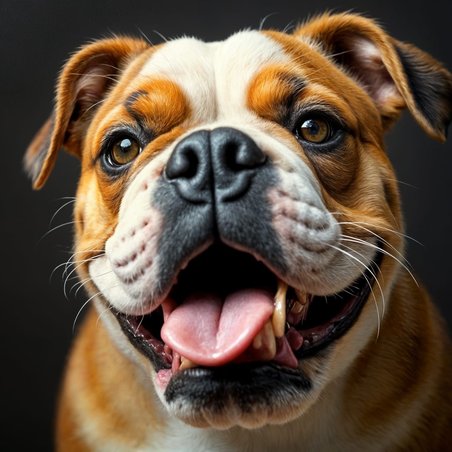 Photorealistic Oil Painting of Smiling Bulldog