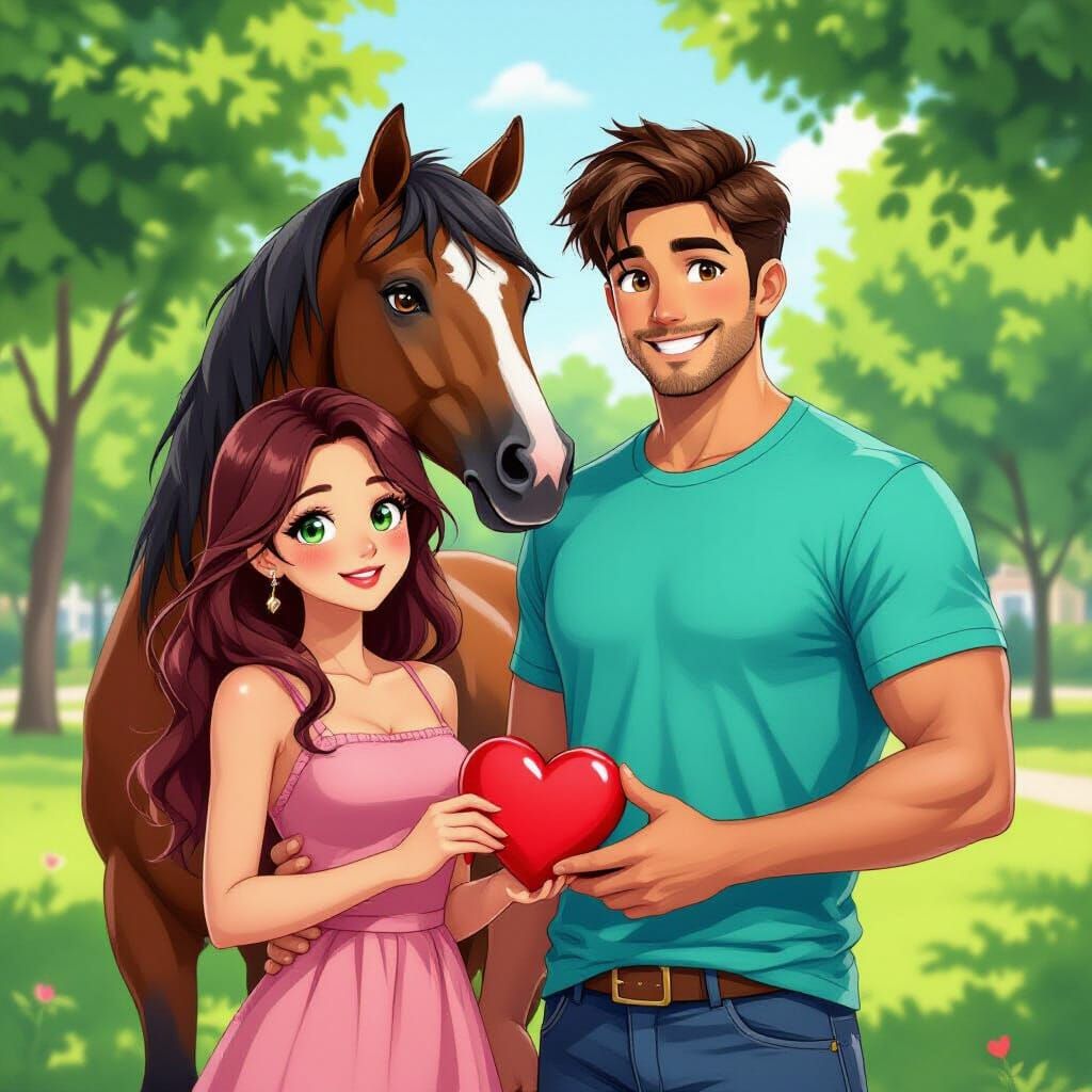 Anime Style Centaur in Summer Park Illustration