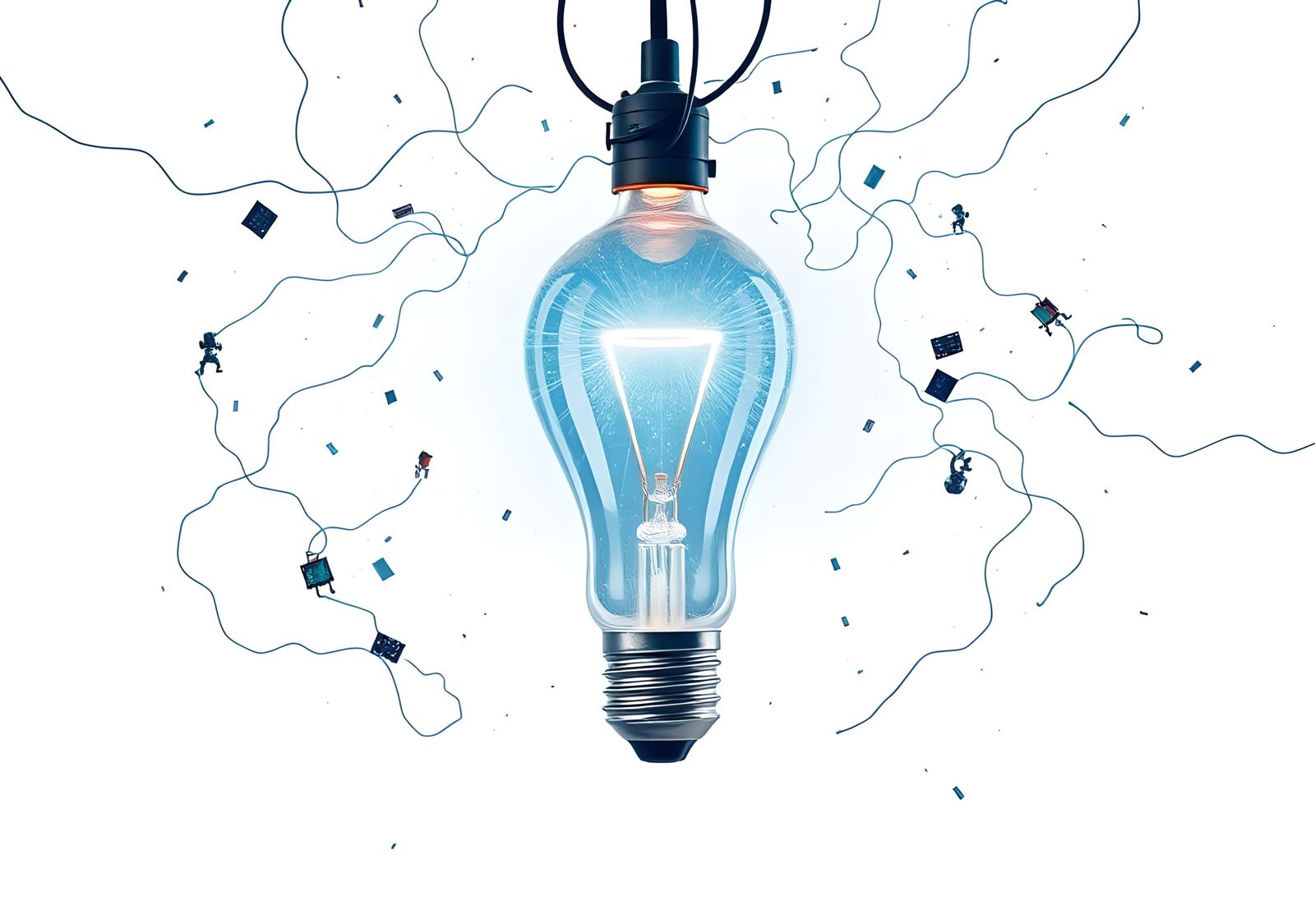 Idea Light Bulb with Technology Icons