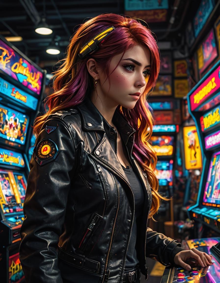 Sunset Shimmer in Cyberpunk Arcade