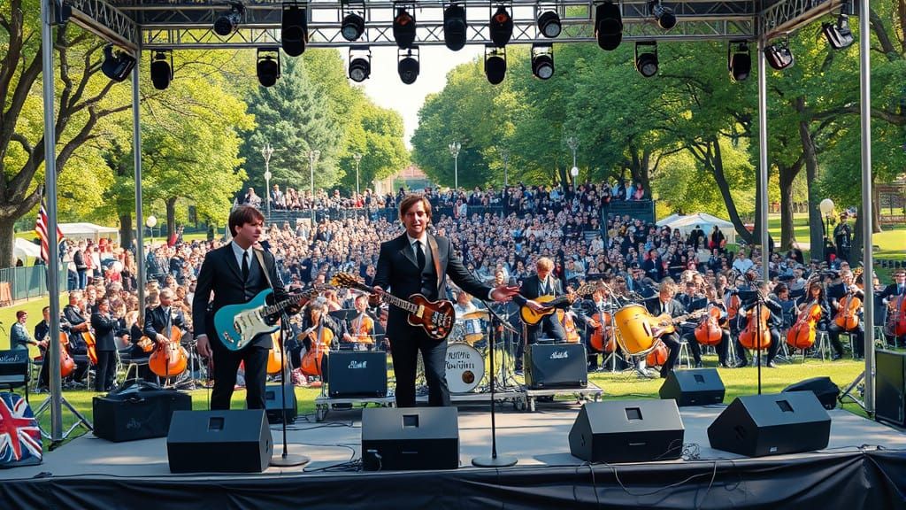 Beatles Tribute Band Performs in Park with Full Orchestra