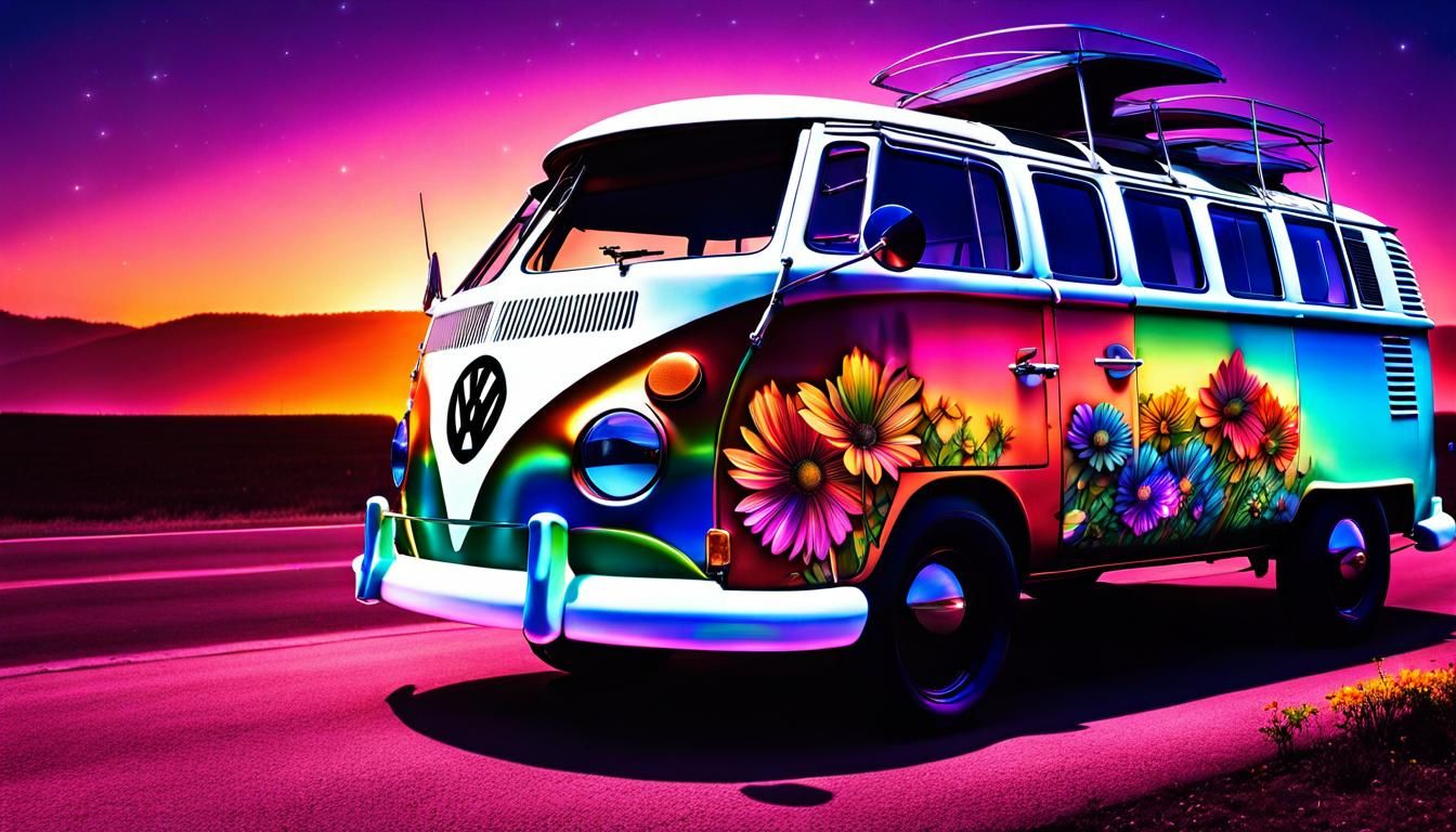 VW Van Roadtrip with Girls in 3D Fisheye