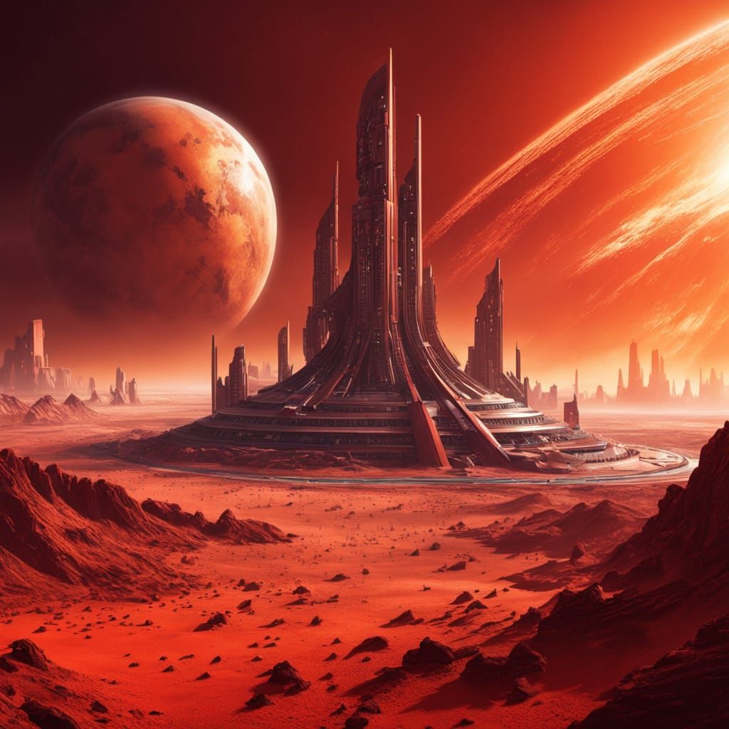 Utopian Martian City In Sci-Fi Digital Matte Painting