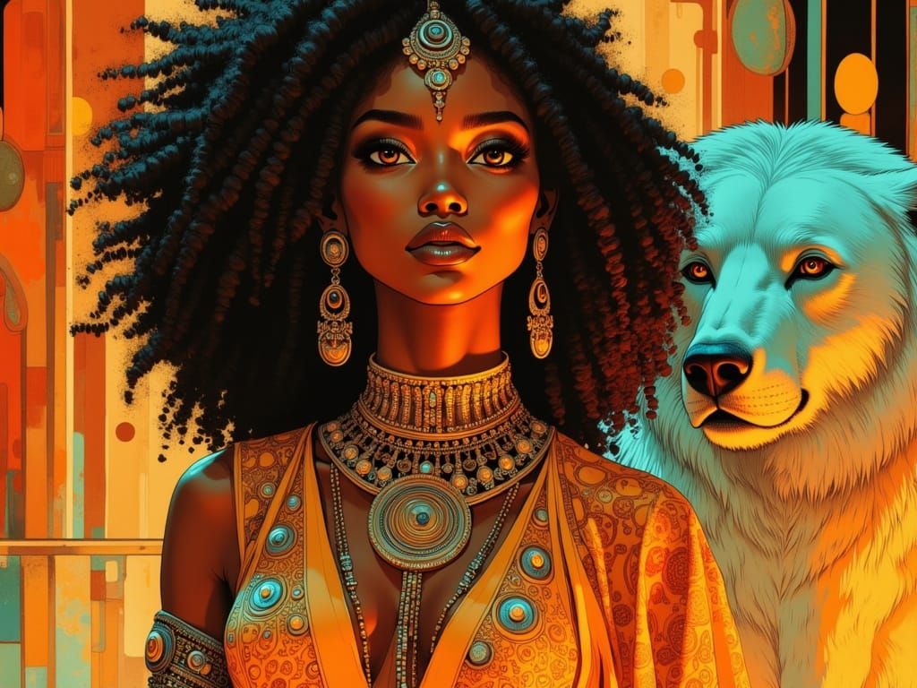 Nubian Princess Interacting with Polar Bear