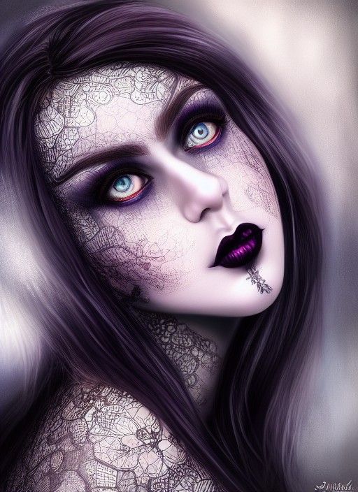 Gothic Fairy with Blue Eyes in Photorealistic Style
