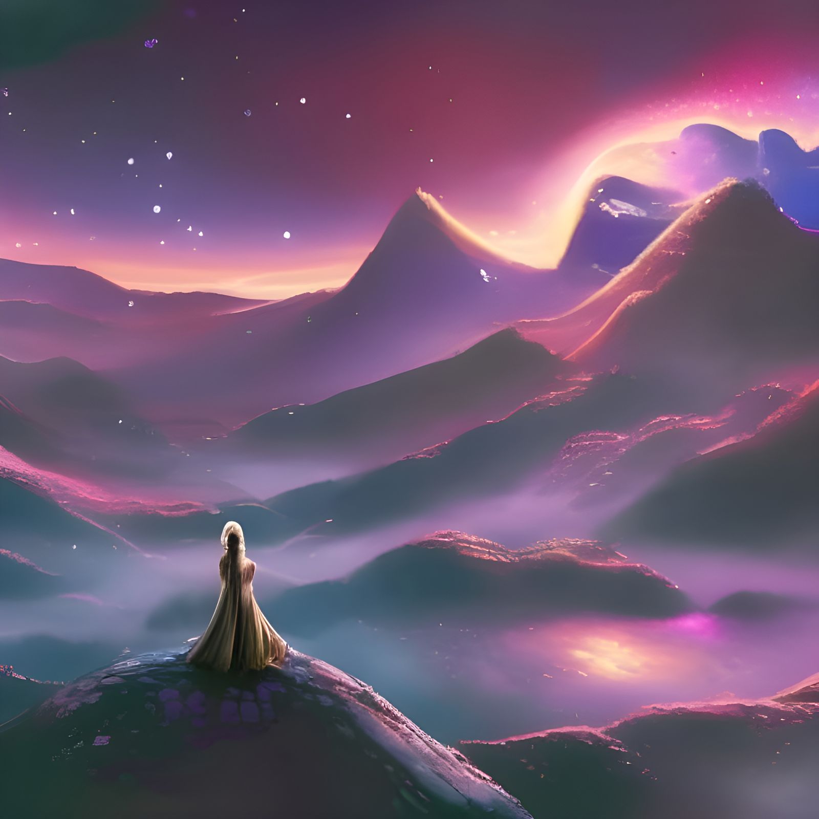 A small shiny violet metallic box is lost in the universe
Cosmos. She wonders what she is doing there. Where to go? What...