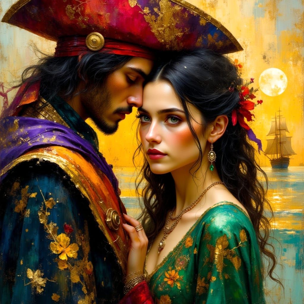 Pirate Royalty Portrait in Vibrant Oil Painting Style
