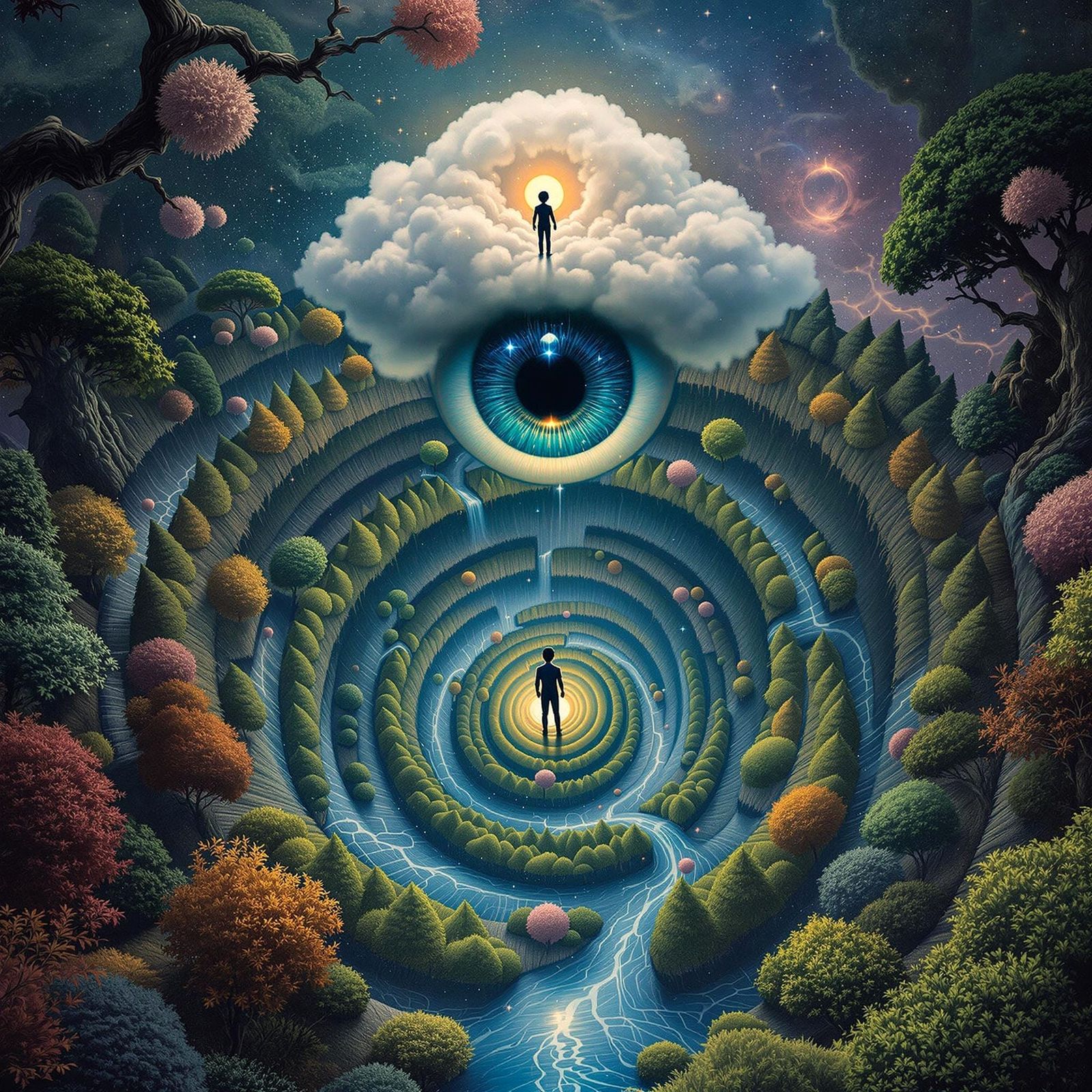 Surreal Eyeball Vortex: Fractal Escher Landscape