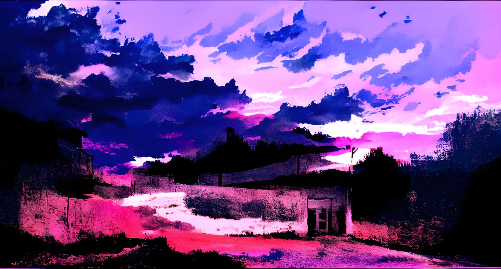 Surreal Sound Waves Transform into Night Landscape