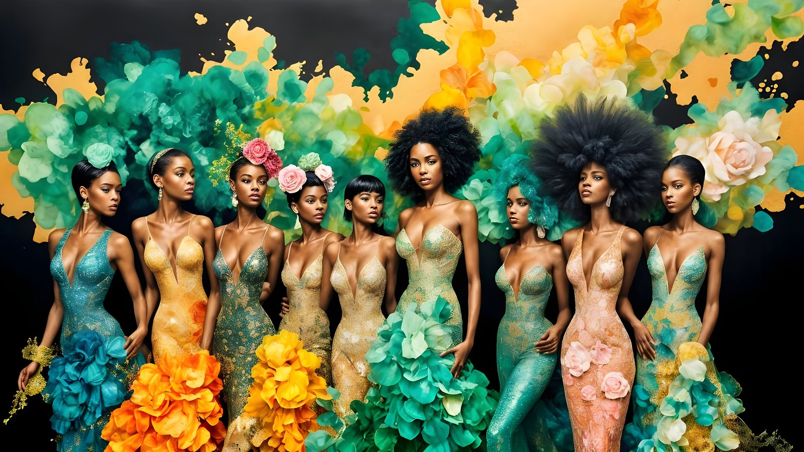 Afrofuturist Showgirls in 1920s Cabaret Style