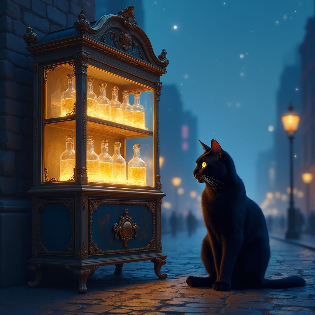 Vintage Vending Machine Under Indigo Sky