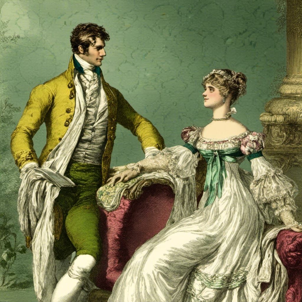 Regency Couple in a Stunning Gown